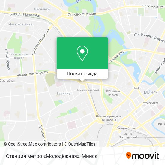 Карта Станция метро «Молодёжная»