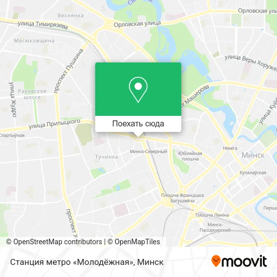 Карта Станция метро «Молодёжная»