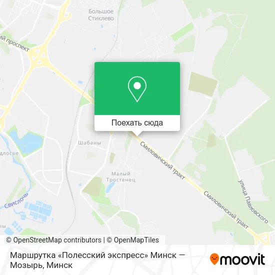 Карта Маршрутка «Полесский экспресс» Минск — Мозырь