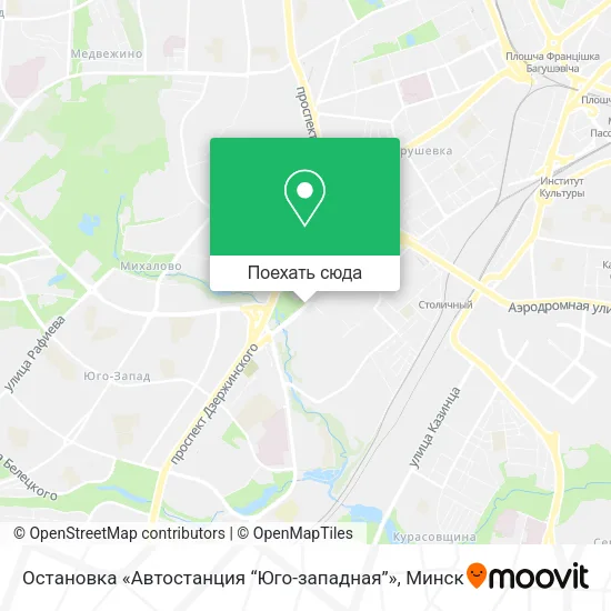 Карта Остановка «Автостанция “Юго-западная”»