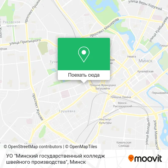 Карта УО "Минский государственный колледж швейного производства"