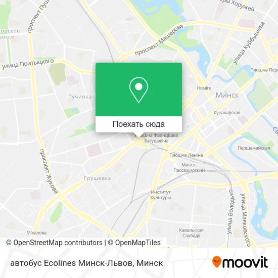 Карта автобус Ecolines Минск-Львов
