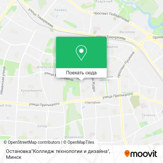 Карта Остановка"Колледж технологии и дизайна"