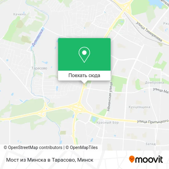 Карта Мост из Минска в Тарасово