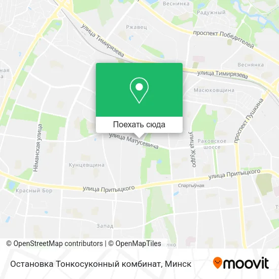 Карта Остановка Тонкосуконный комбинат