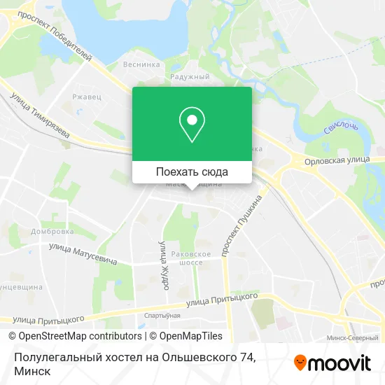 Карта Полулегальный хостел на Ольшевского 74