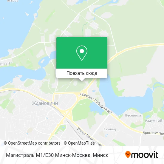 Карта Магистраль М1/Е30 Минск-Москва
