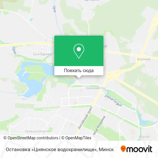 Карта Остановка «Цнянское водохранилище»
