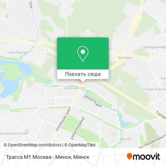 Карта Трасса М1 Москва - Минск