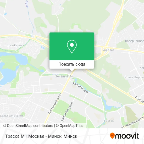 Карта Трасса М1 Москва - Минск