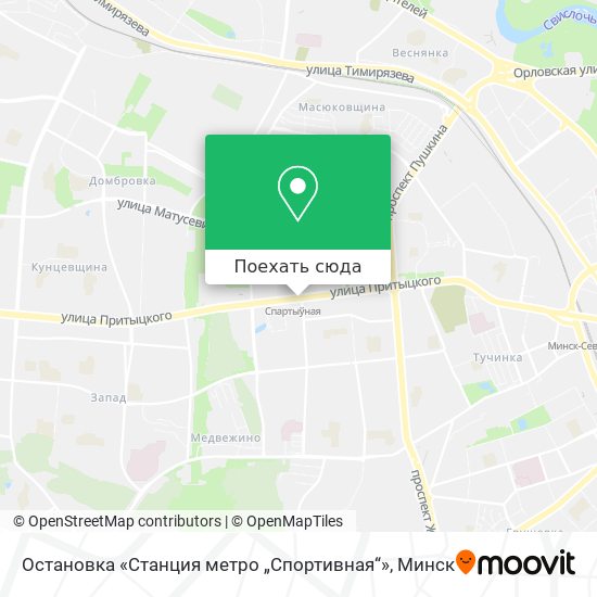Карта Остановка «Станция метро „Спортивная“»