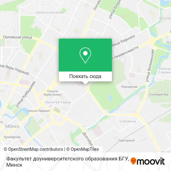 Карта Факультет доуниверситетского образования БГУ