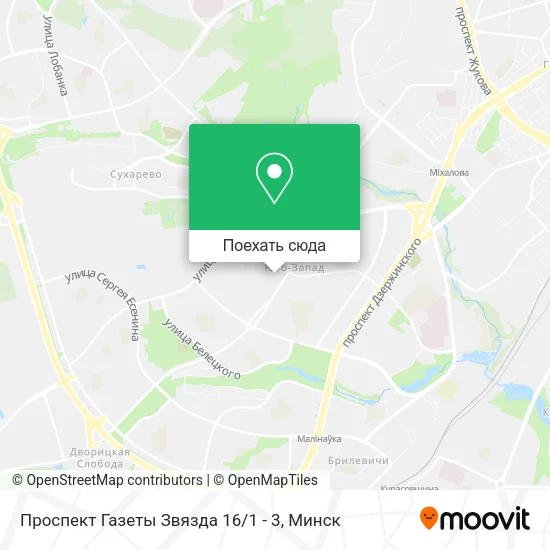 Карта Проспект Газеты Звязда 16 / 1 - 3