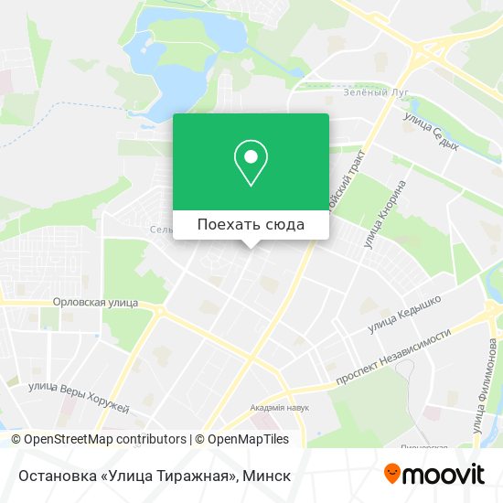 Карта Остановка «Улица Тиражная»
