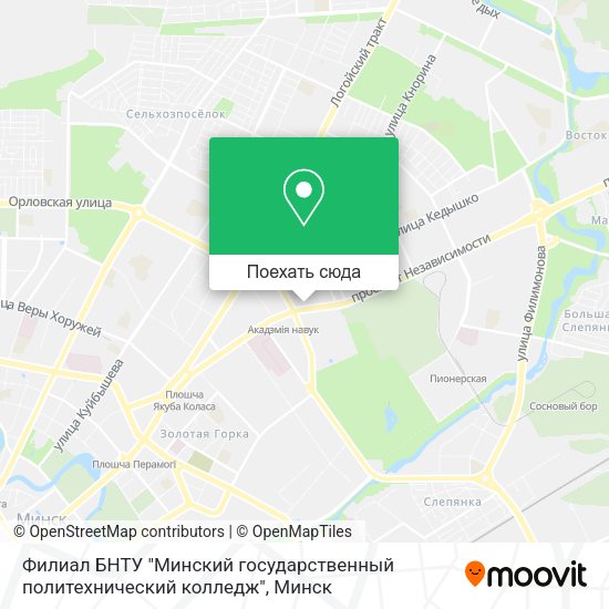 Карта Филиал БНТУ "Минский государственный  политехнический колледж"
