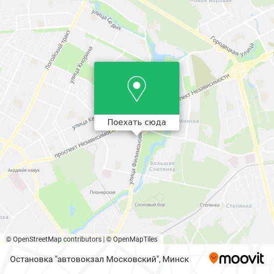 Карта Остановка "автовокзал Московский"