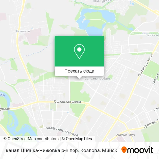 Карта канал Цнянка-Чижовка р-н пер. Козлова