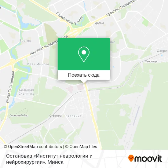 Карта Остановка «Институт неврологии и нейрохирургии»