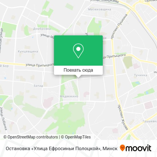 Карта Остановка «Улица Ефросиньи Полоцкой»