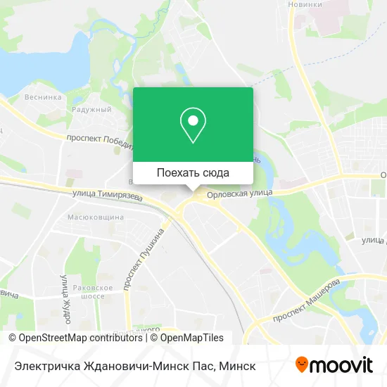 Карта Электричка Ждановичи-Минск Пас