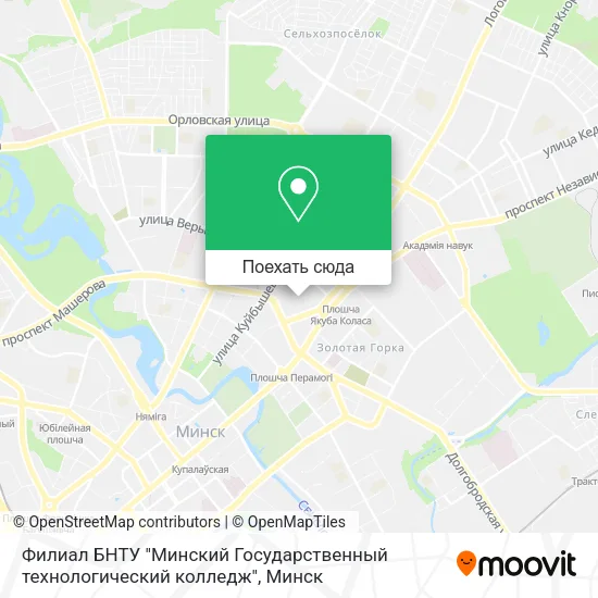 Карта Филиал  БНТУ "Минский Государственный технологический колледж"