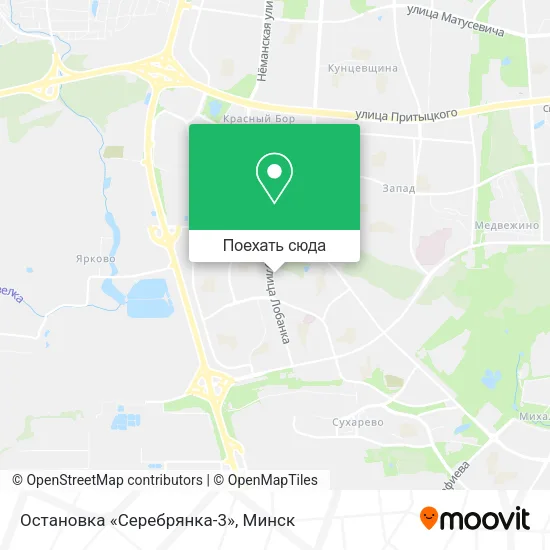 Карта Остановка «Серебрянка-3»
