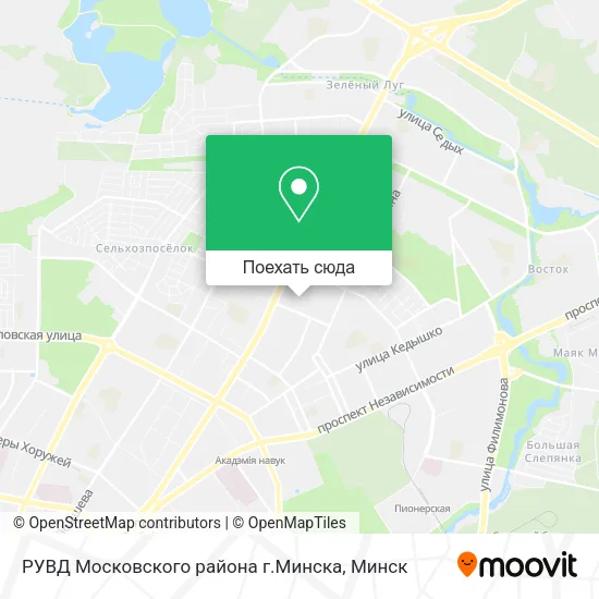 Карта РУВД Московского района г.Минска