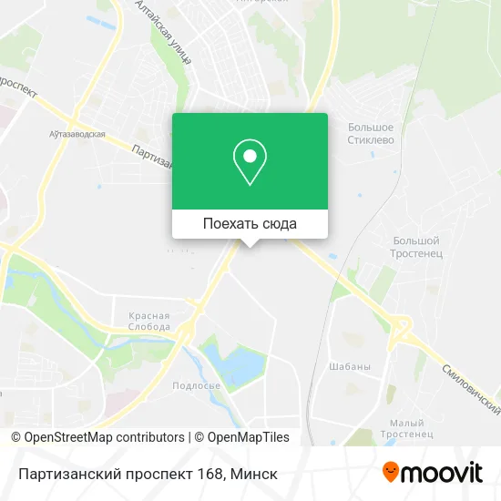Карта Партизанский проспект 168