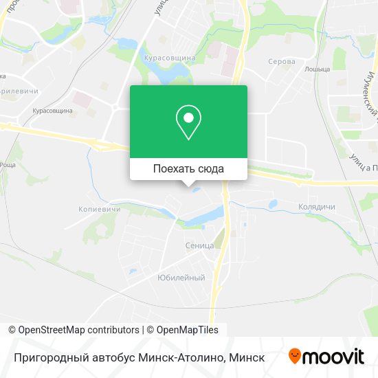 Карта Пригородный автобус Минск-Атолино