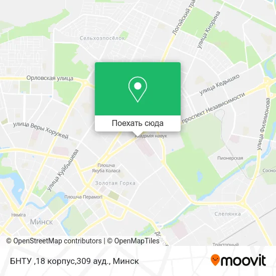Карта БНТУ ,18 корпус,309 ауд.
