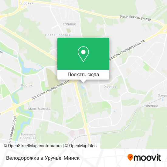 Карта Велодорожка в Уручье