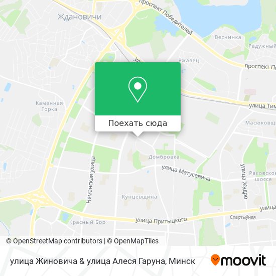 Карта улица Жиновича & улица Алеся Гаруна