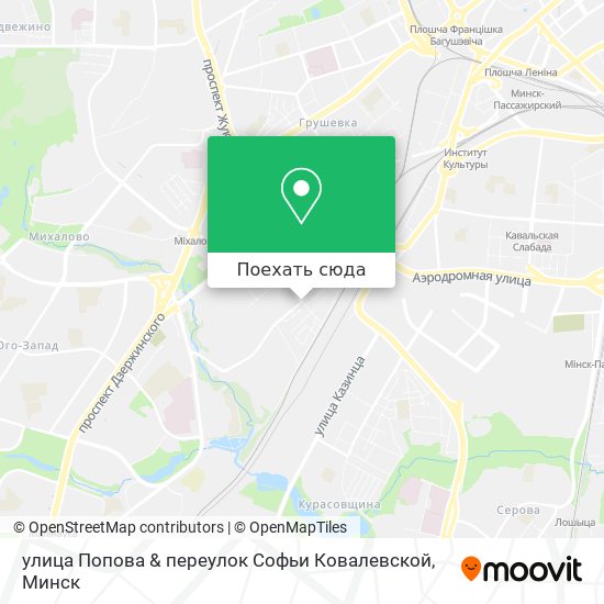 Карта улица Попова & переулок Софьи Ковалевской