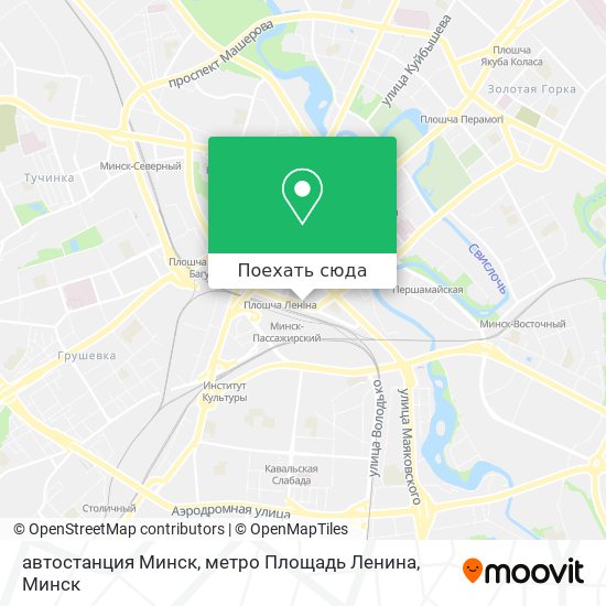 Карта автостанция Минск, метро Площадь Ленина