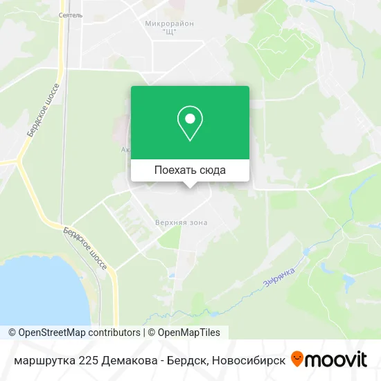 Карта маршрутка 225 Демакова - Бердск