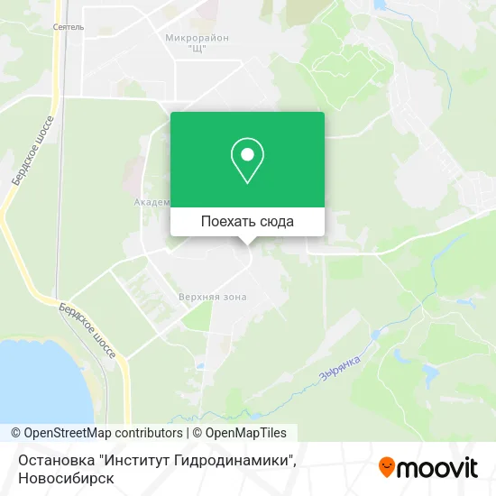 Карта Остановка "Институт Гидродинамики"