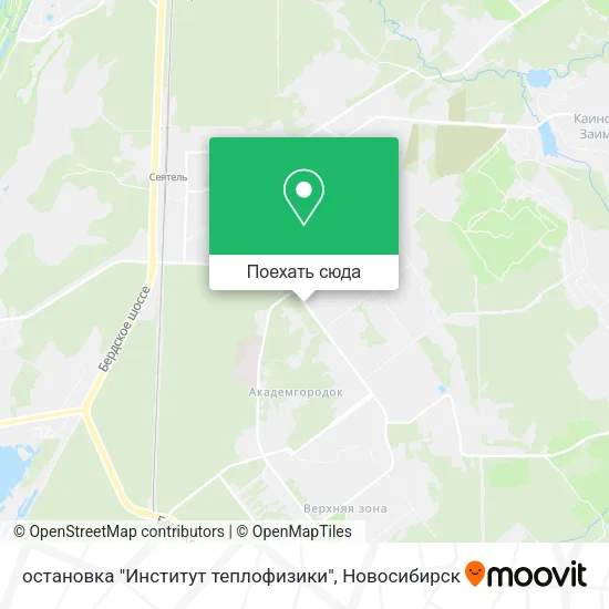 Карта остановка "Институт теплофизики"