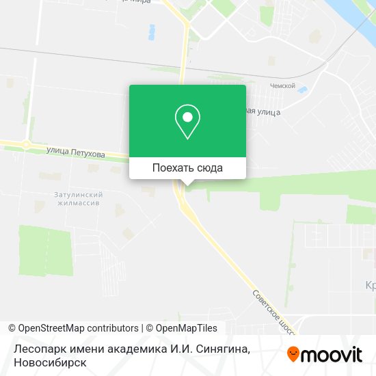 Карта Лесопарк имени академика И.И. Синягина