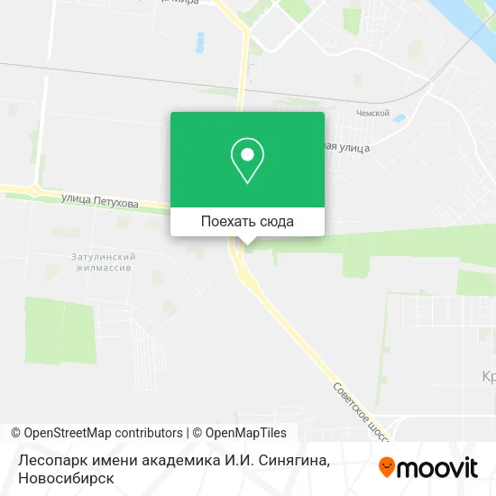 Карта Лесопарк имени академика И.И. Синягина