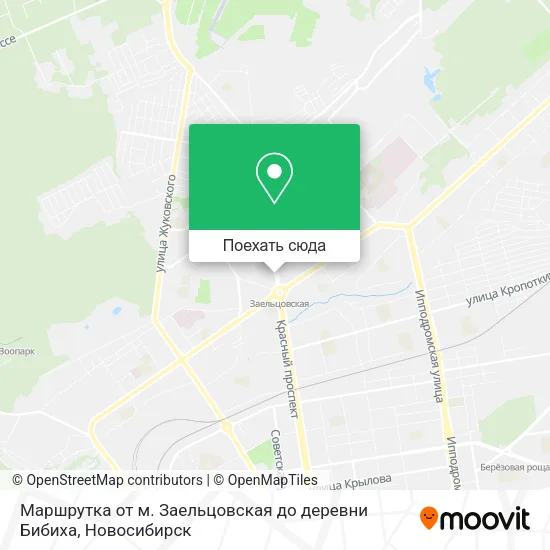 Карта Маршрутка от м. Заельцовская до деревни Бибиха