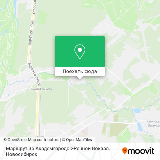 Карта Маршрут 35 Академгородок-Речной Вокзал