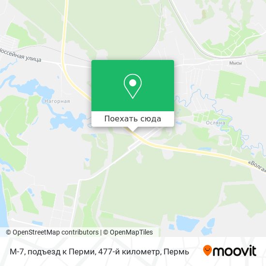 Карта М-7, подъезд к Перми, 477-й километр