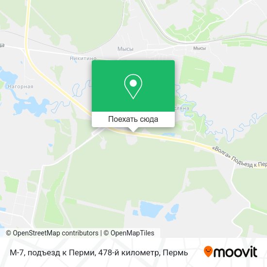 Карта М-7, подъезд к Перми, 478-й километр