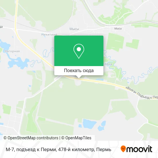 Карта М-7, подъезд к Перми, 478-й километр