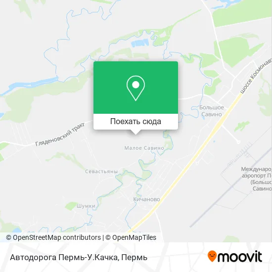 Карта Автодорога Пермь-У.Качка