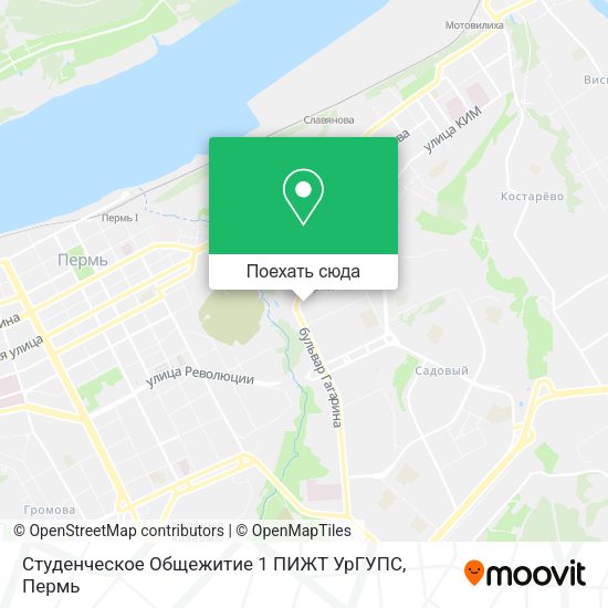 Карта Студенческое Общежитие 1 ПИЖТ УрГУПС