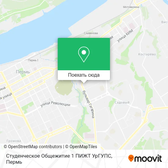 Карта Студенческое Общежитие 1 ПИЖТ УрГУПС