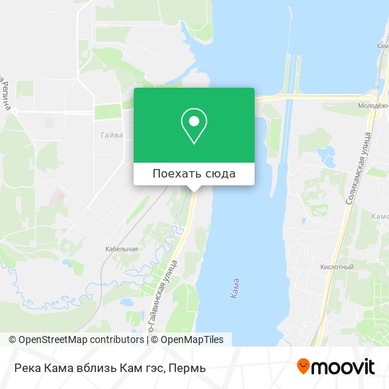 Карта Река Кама вблизь Кам гэс