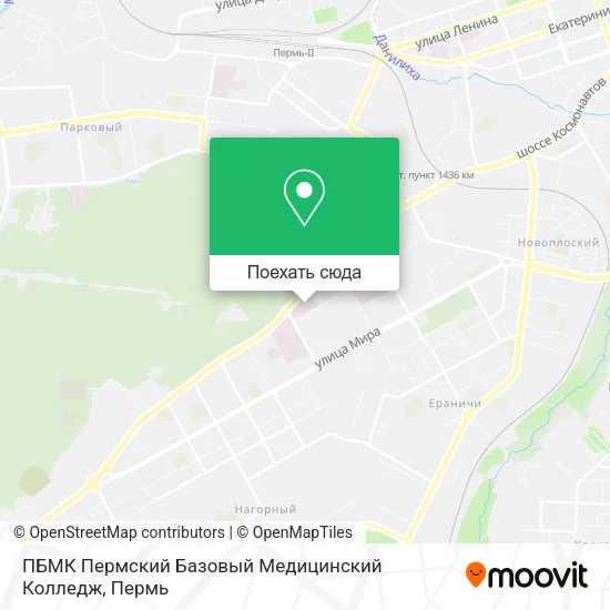 Карта ПБМК Пермский Базовый Медицинский Колледж