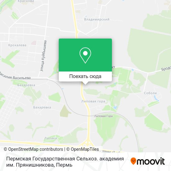 Карта Пермская Государственная Сельхоз. академия им. Прянишникова
